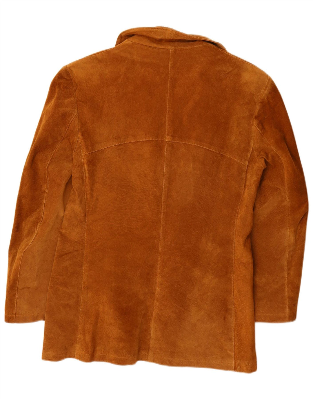 VINTAGE Dame 3-knaps ruskindsblazerjakke IT 46 Stort brunt læder