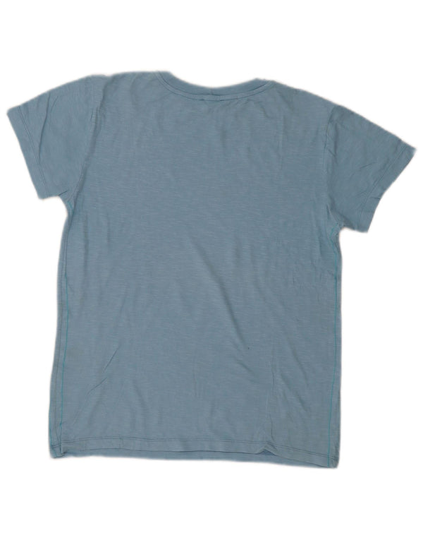 Benetton Dame Grafisk T-Shirt Top UK 14 Medium Blue