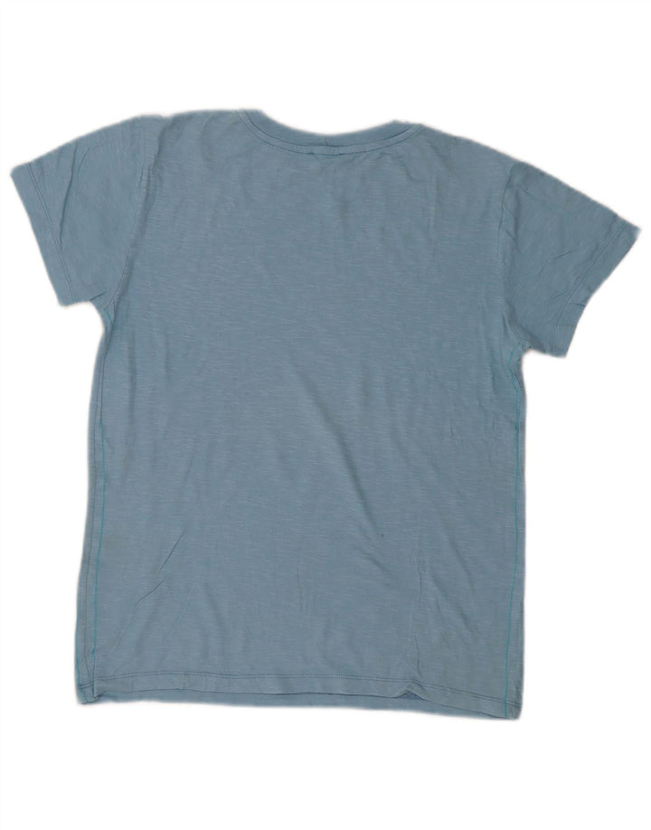 Benetton Dame Grafisk T-Shirt Top UK 14 Medium Blue
