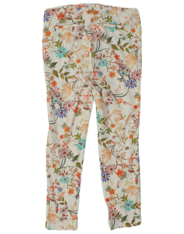 Zara Dame Slim Chino Bukser Small W30 L26 White Floral