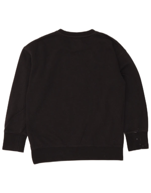 NIKE Girls Graphic Sweatshirt Jumper 10-11 Years Medium Black Cotton