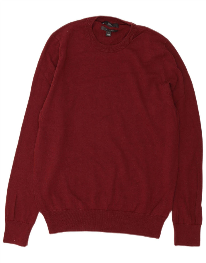 MARKS & SPENCER Herre sweater med rund hals, lille Bourgogne bomuld