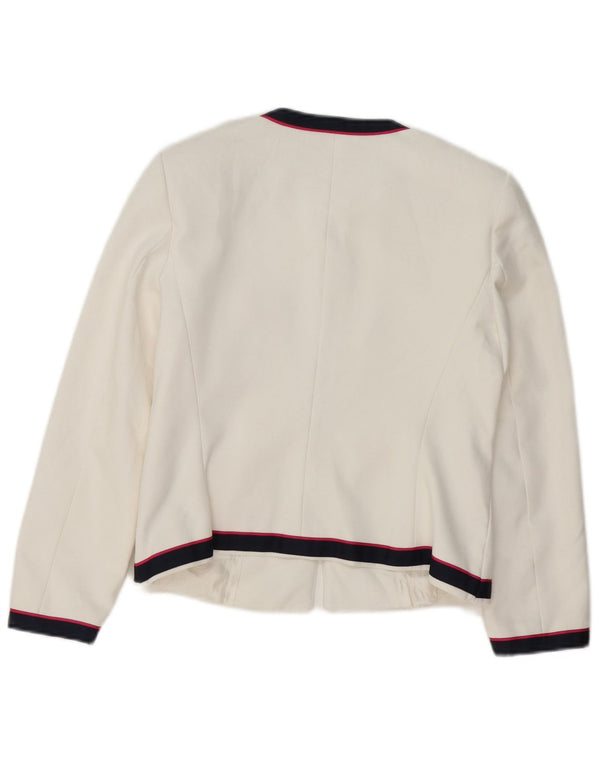 Zara Dame Blazer Jacket UK 10 Lille Hvid Stribet