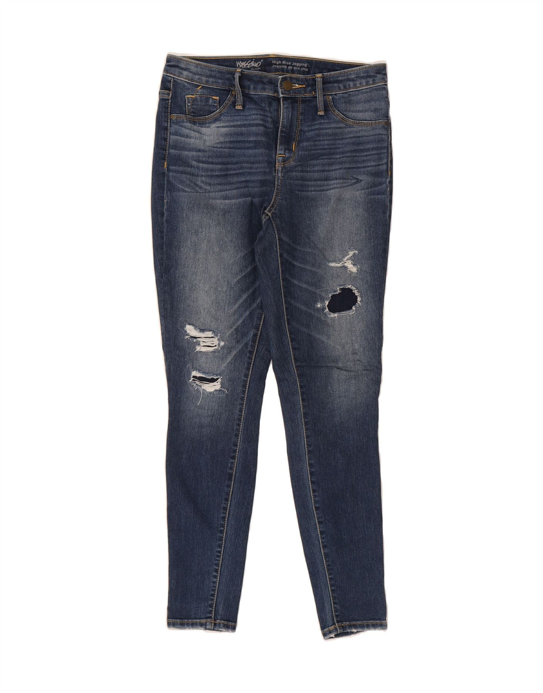 MOSSIMO Womens Distressed High Rise Jegging Jeans US 2 XS W30 L28 Blue Vintage Mossimo and Second-Hand Mossimo from Messina Hembry 