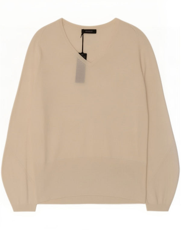 Marks & Spencer Womens V-Neck Jumper Sweater UK 14 Large Off White