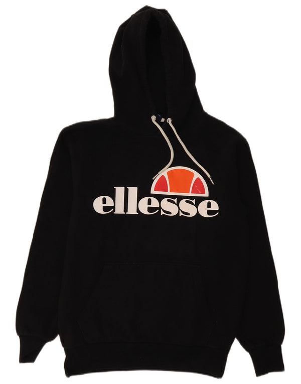 Ellesse Herre Grafisk Hoodie Jumper Medium Sort Bomuld
