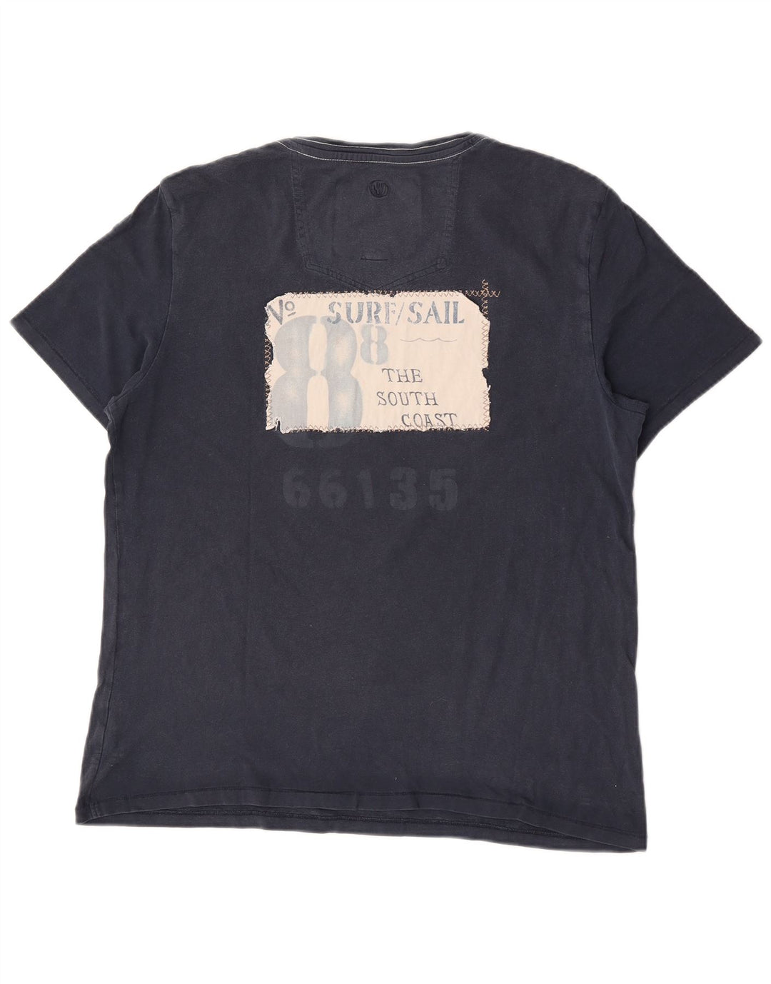 Fat Face Herre grafisk T-shirt Top Medium Marineblå Bomuld