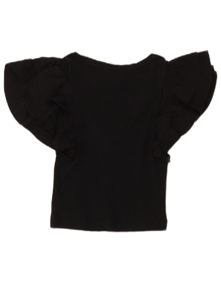 Zara Womens Crop Bluse Top UK 14 Large Black