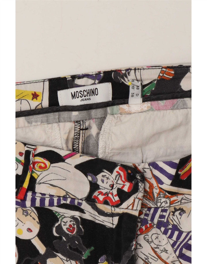 Moschino kvinders abstrakt mønster chinobukser UK 10 Small W30 L26 Multico