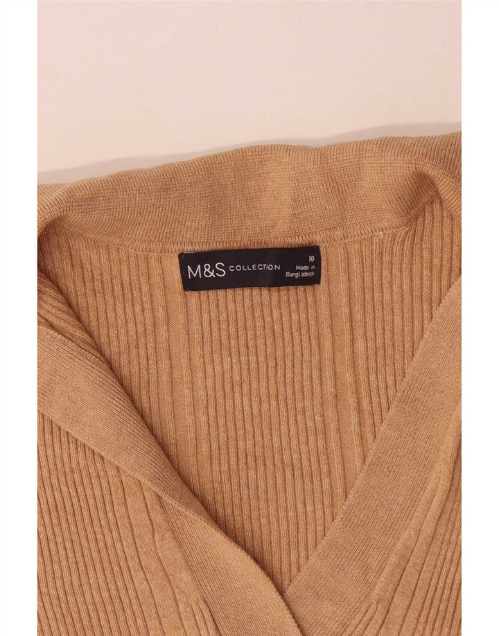 Marks & Spencer Dame Oversized Polo Neck Jumper Sweater UK 10 Small Beige