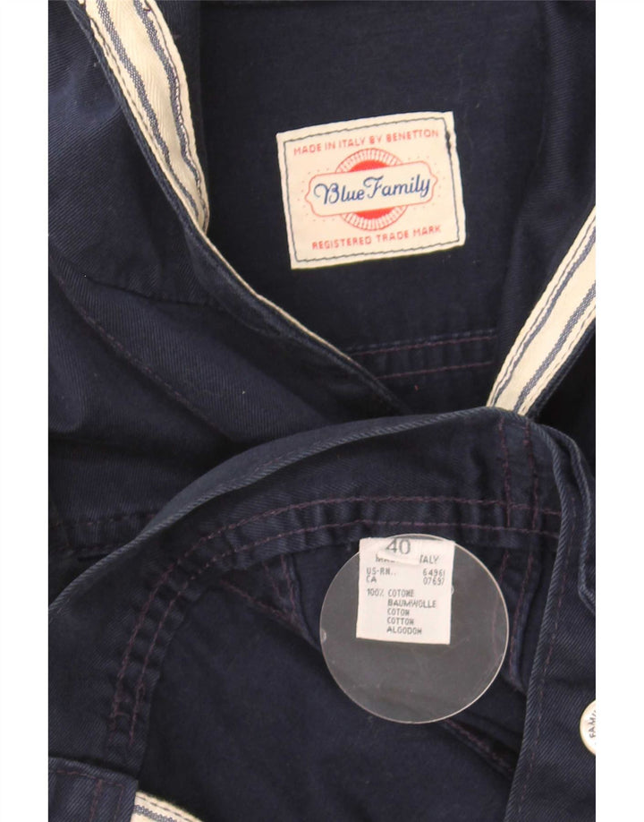 Benetton Dame Oversized Crop Hætte denimjakke IT 40 Small Navy Blue