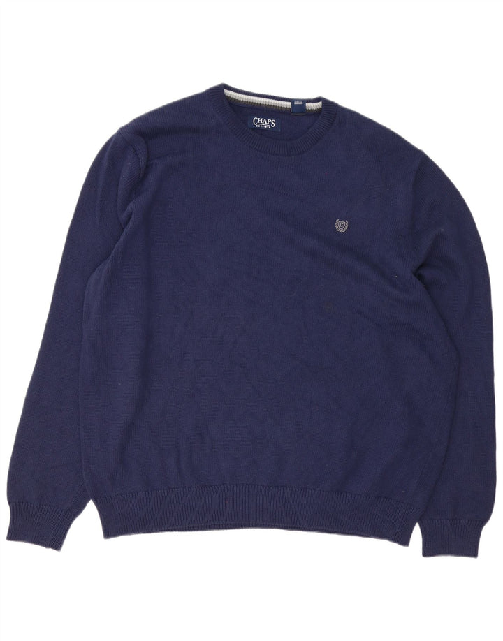 Chaps Herre Regular Fit Crew Neck Jumper Sweater 2XL Navy Blue Classic