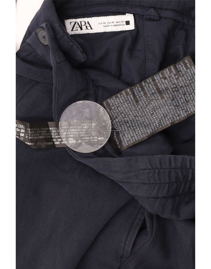 Zara Herre Chino Shorts Medium W31 Marineblå Bomuld