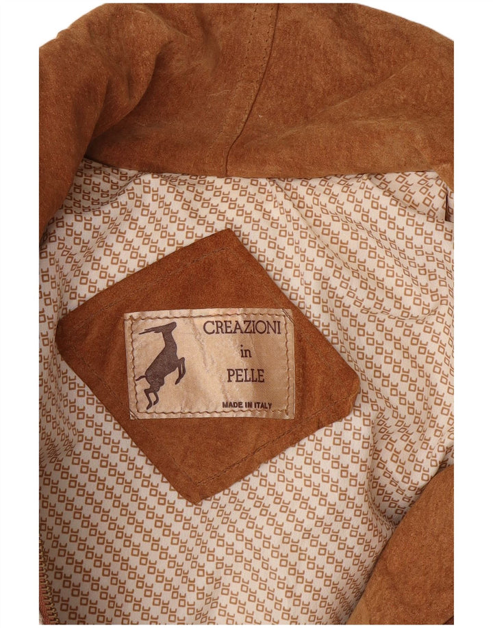 Vintage dame læder fleecejakke UK 14 Medium White Colourblock læder