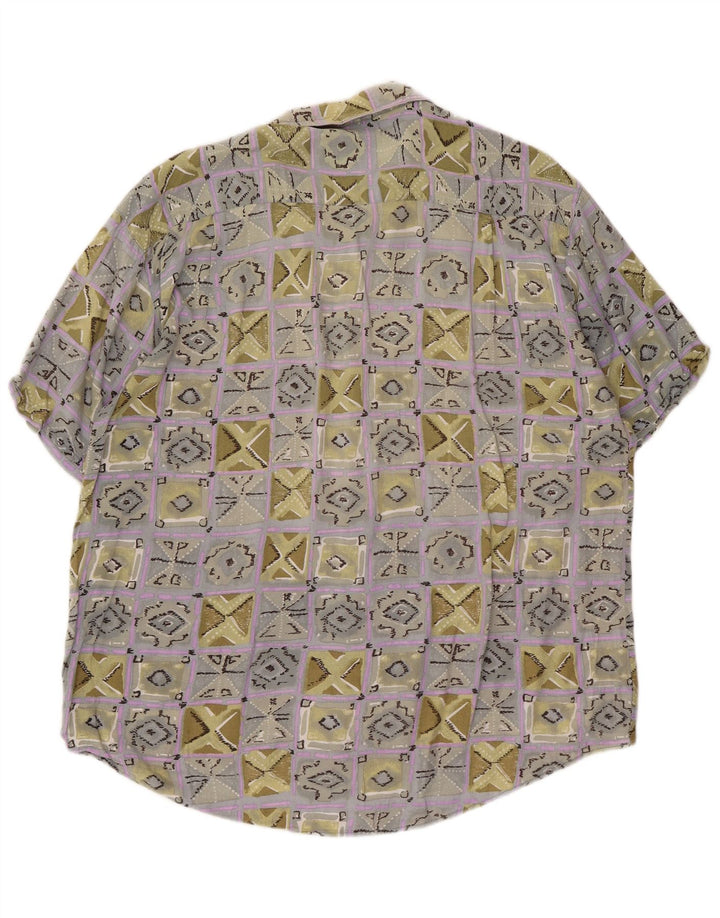 VINTAGE kortærmet herreskjorte XL Multifarvet geometrisk viskose