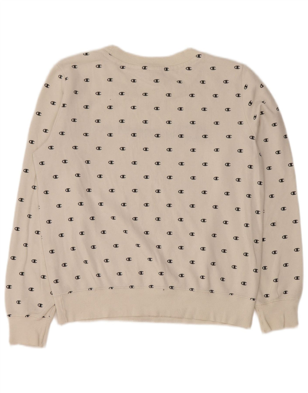 CHAMPION Dame Oversized Grafisk Sweatshirt Jumper UK 10 Small White