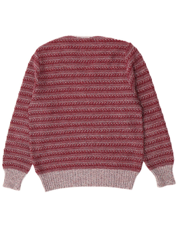 Rio Herre V-hals sweater IT 50 Medium rødbrun stribet polyakryl