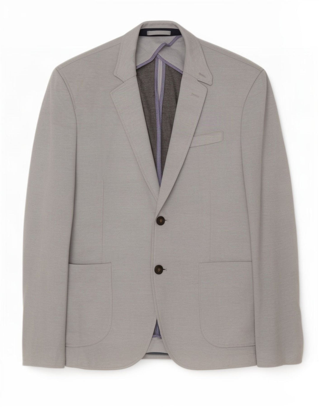 Zara Herre 2-knaps blazerjakke EU 52 Large Grå Colourblock Polyester