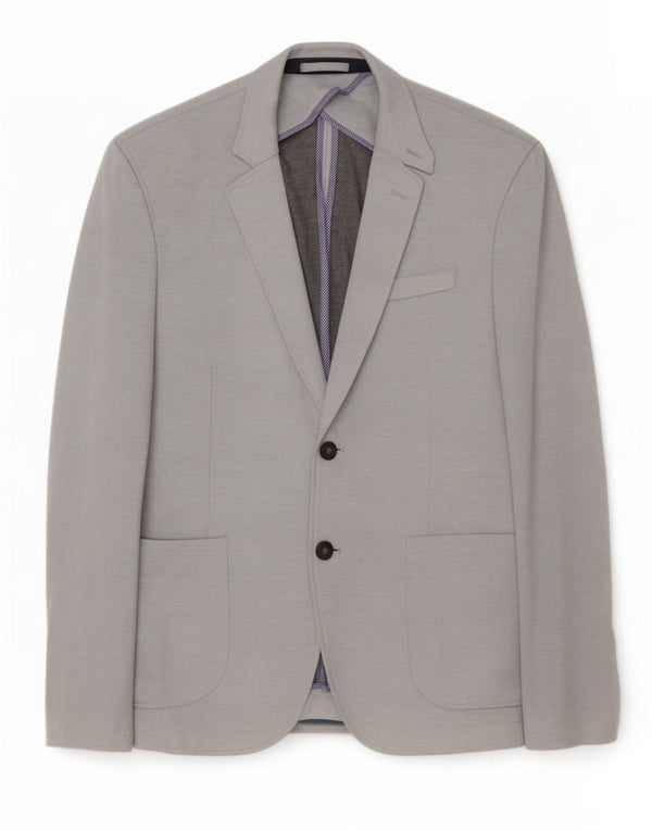 Zara Herre 2-knaps blazerjakke EU 52 Large Grå Colourblock Polyester
