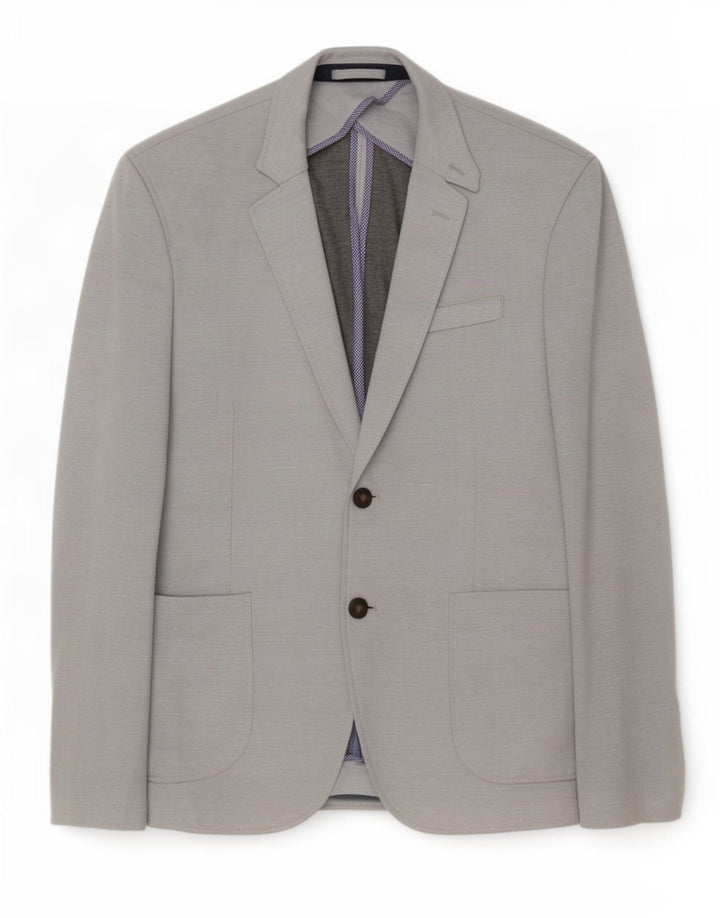 Zara Herre 2-knaps blazerjakke EU 52 Large Grå Colourblock Polyester