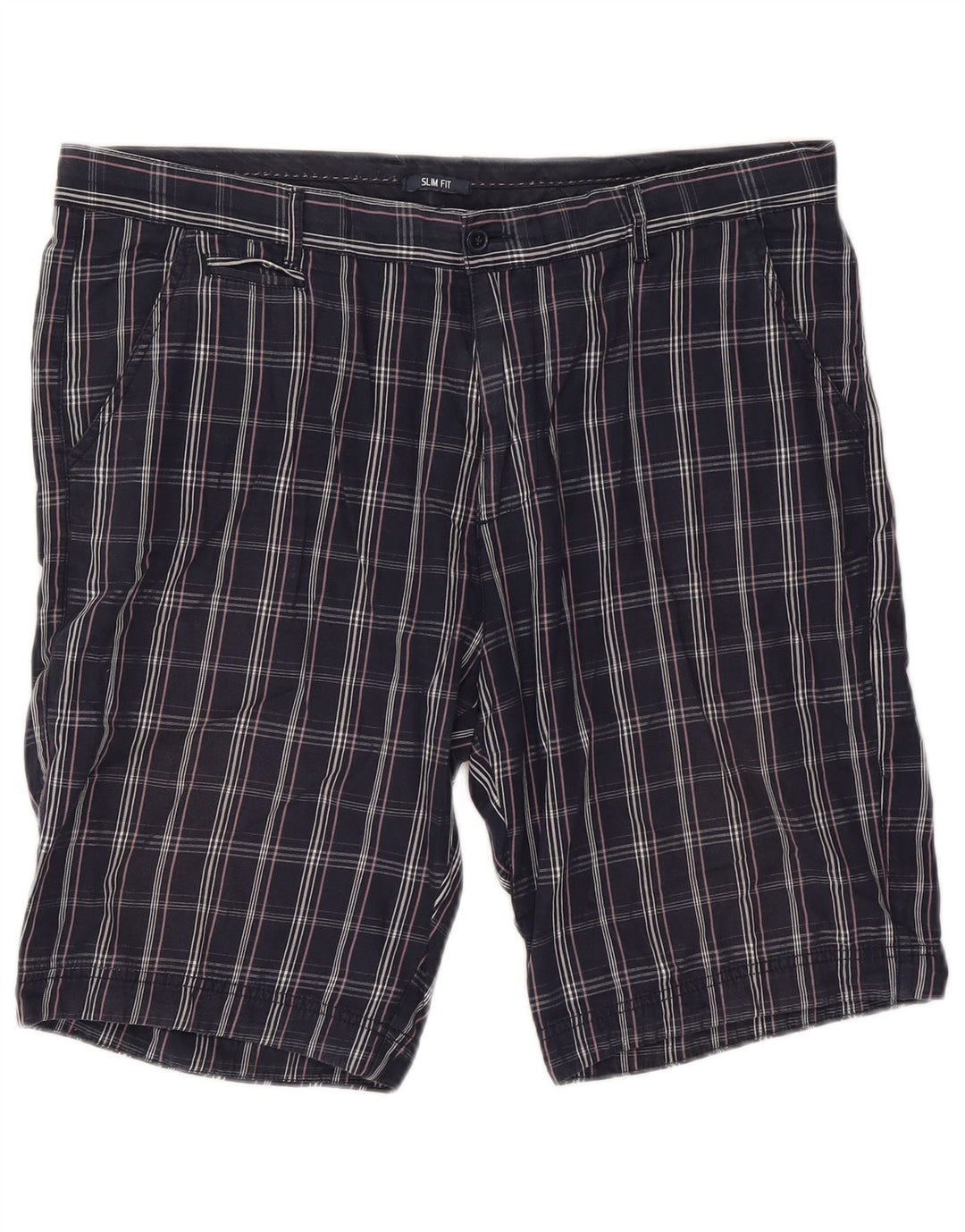 Champion Herre Chino Shorts 2XL W38 Marineblå ternet bomuld