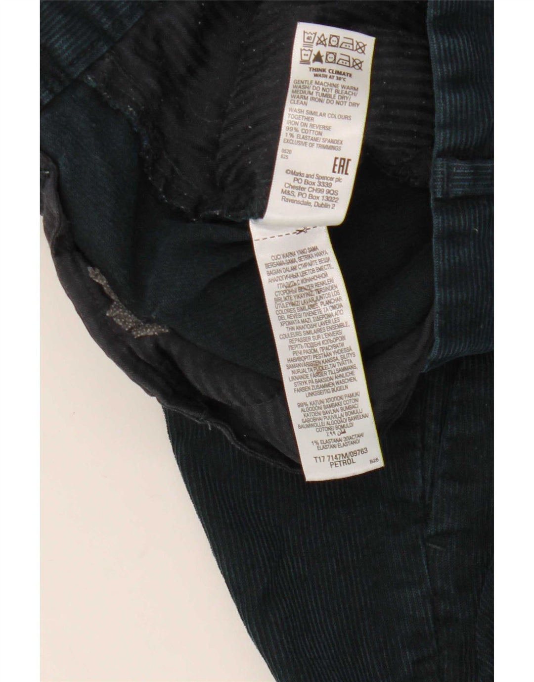Marks & Spencer Herre Lige Regular Corduroy Bukser W36 L29 Grøn