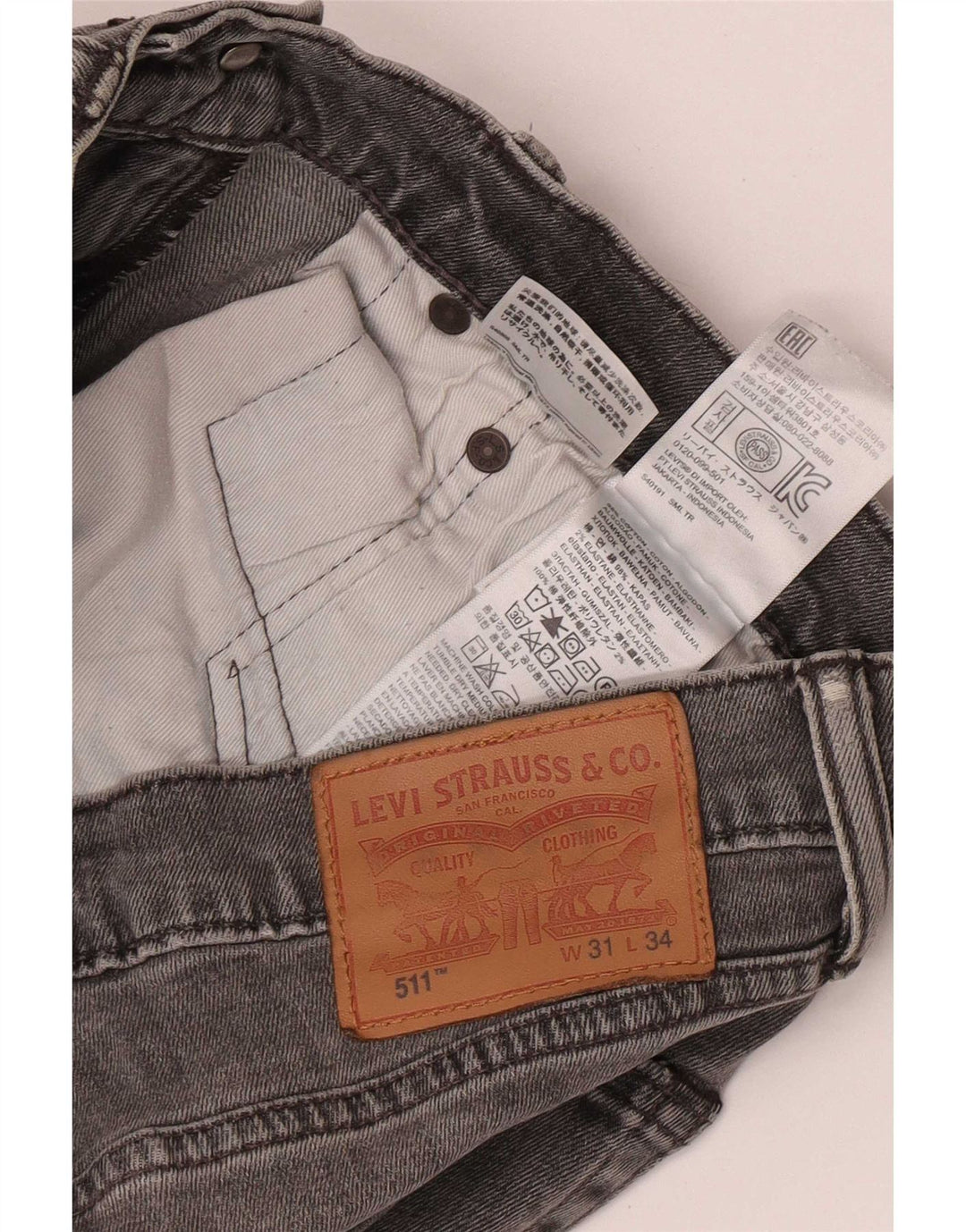 Levi's Herre 511 Slim Jeans W31 L34 Grå Bomuld