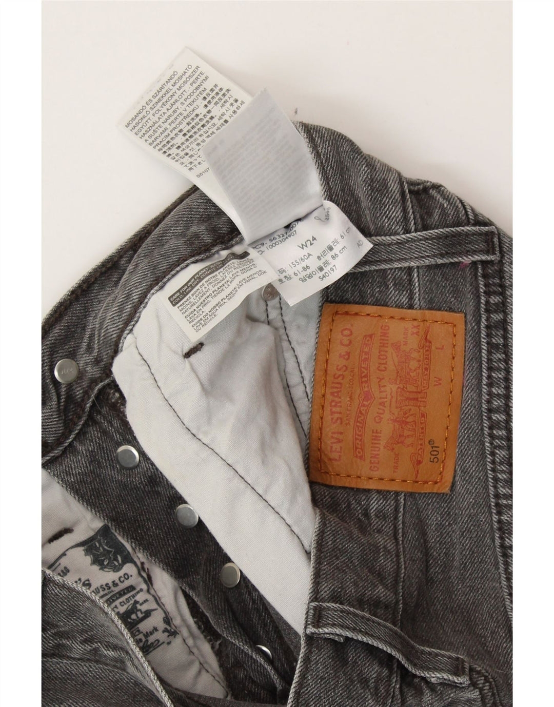 LEVI'S Womens 501 denimshorts W24 XS Grå bomuld