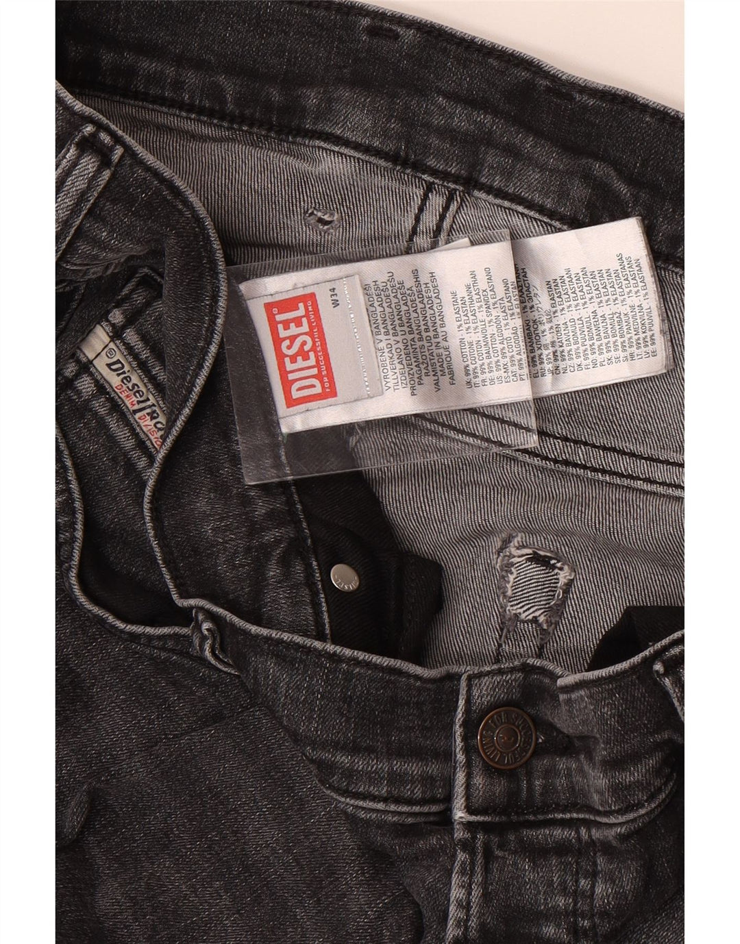 Diesel Herre Slim Jeans W34 L33 Grå Bomuld