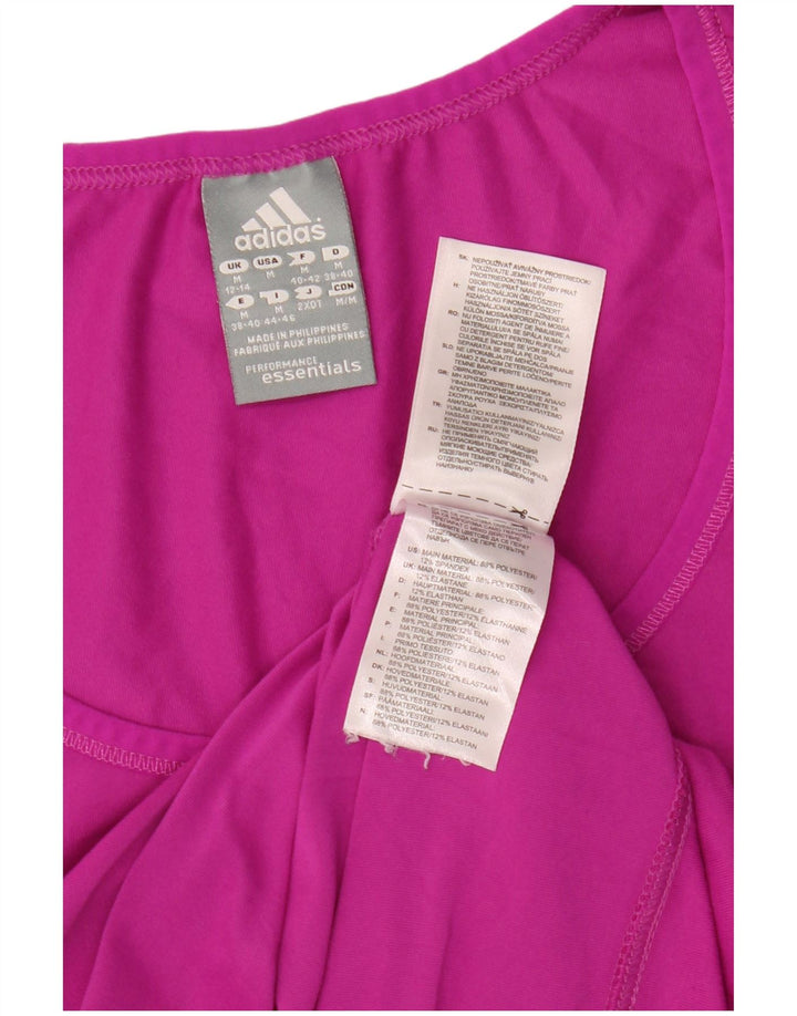ADIDAS Dame Climalite T-Shirt Top UK 12/14 Medium Pink Polyester