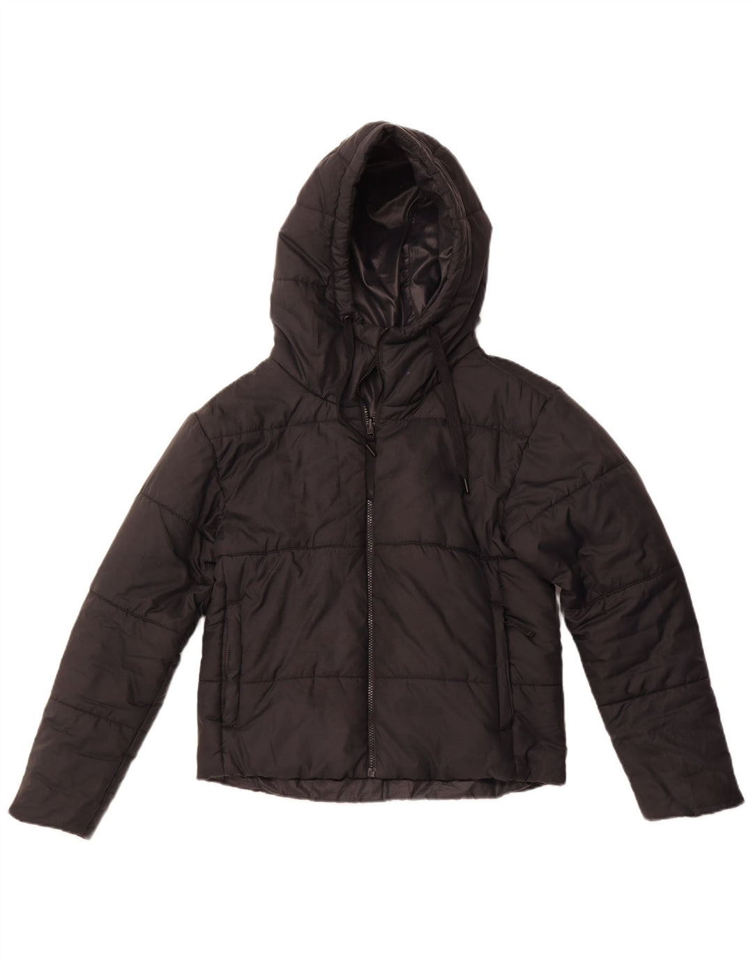 NIKE Vendbar polstret jakke med hætte til kvinder UK 10 Lille sort polyester