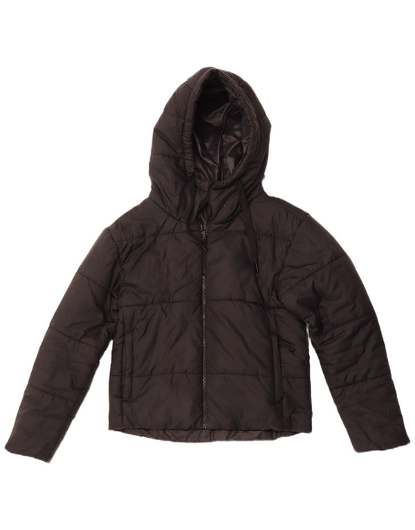 NIKE Vendbar polstret jakke med hætte til kvinder UK 10 Lille sort polyester