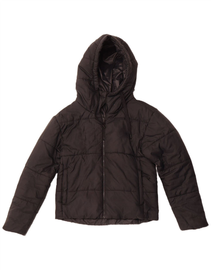 NIKE Vendbar polstret jakke med hætte til kvinder UK 10 Lille sort polyester