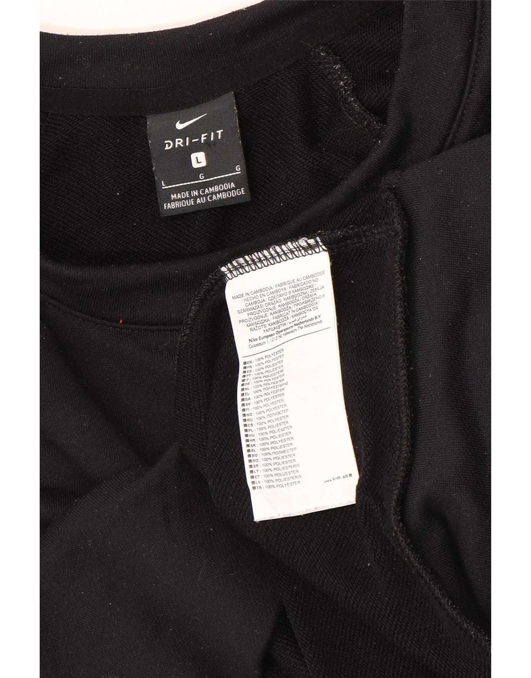 Nike Dame Dri Fit Grafisk Oversized Sweatshirt Jumper UK 16 Large Sort
