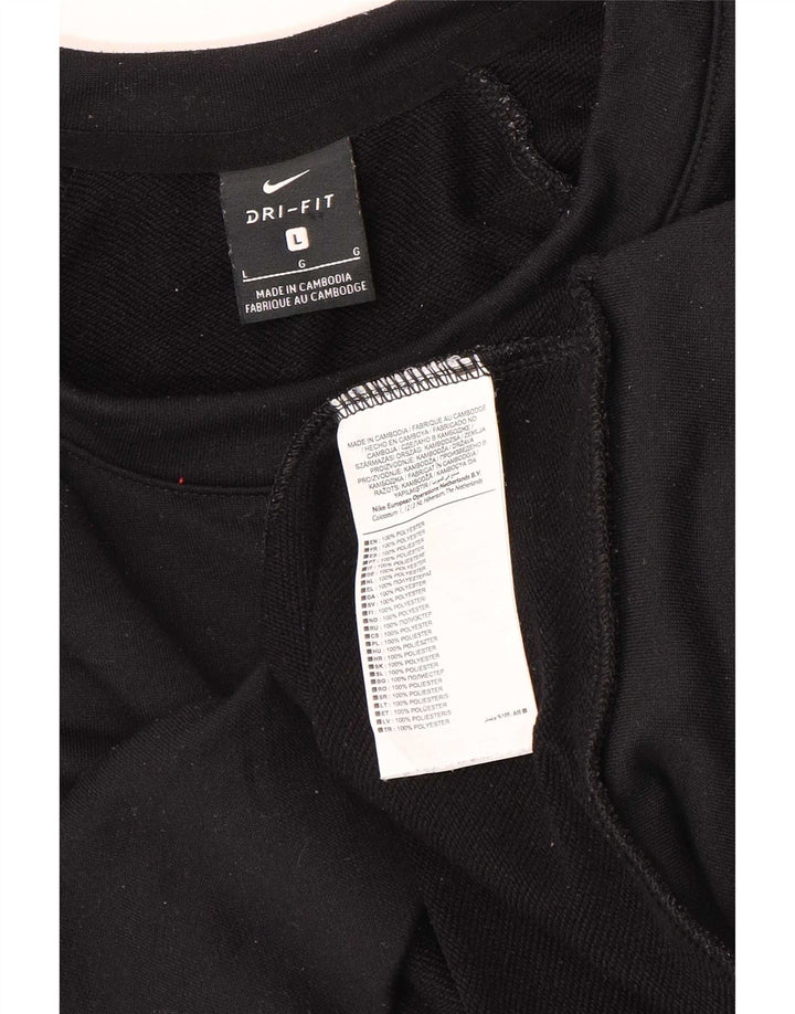 Nike Dame Dri Fit Grafisk Oversized Sweatshirt Jumper UK 16 Large Sort