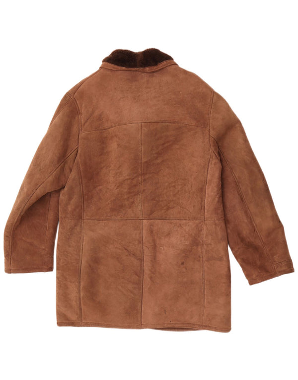 Vintage Herre Shearling Overfrakke UK 40 Large Brown