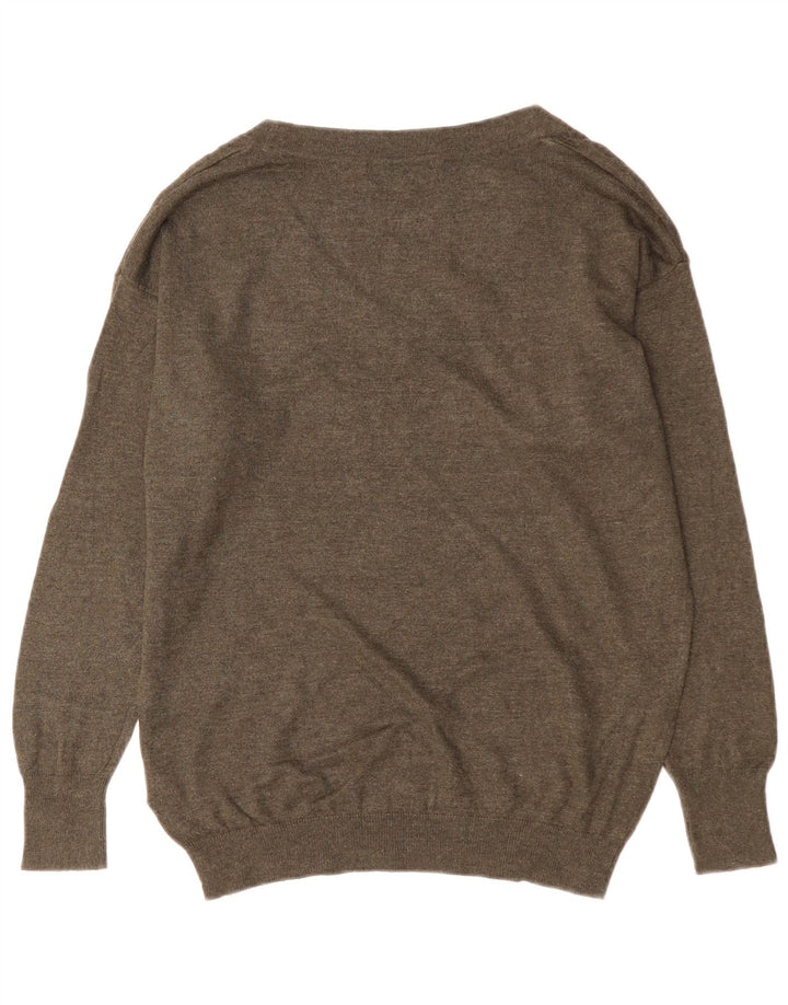 Marks & Spencer Dame Oversized V-hals sweater UK 10 Small Khaki