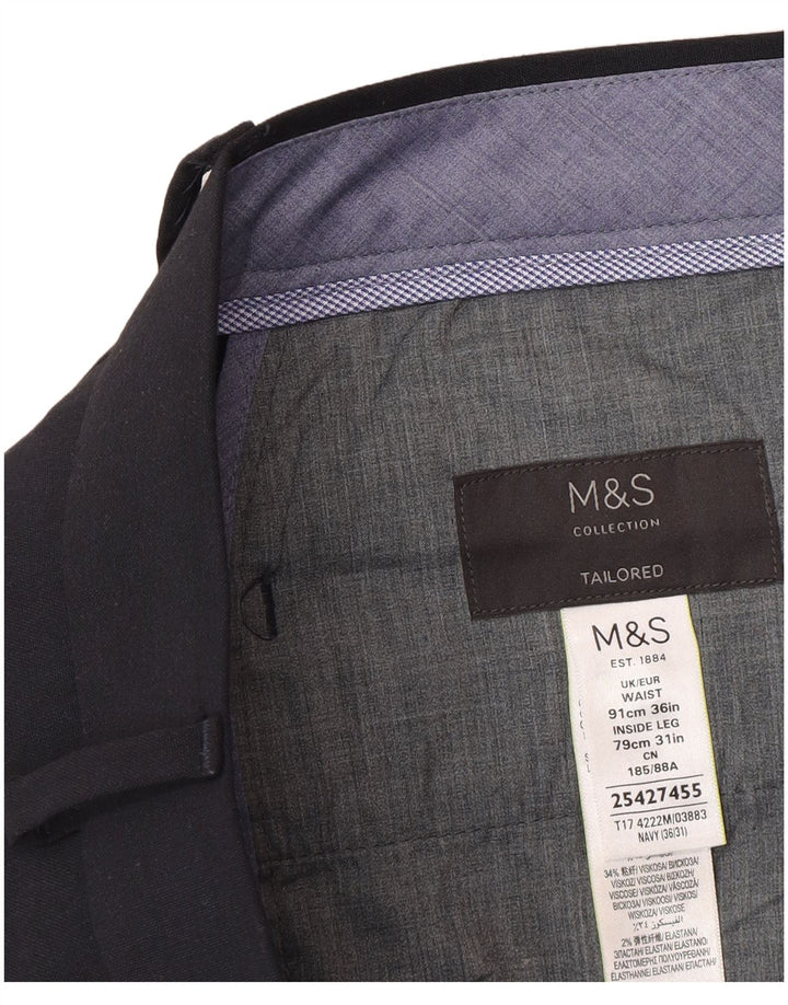 Marks & Spencer Herre Skræddersyede Slim Suit Bukser W36 L31 Navy Blue