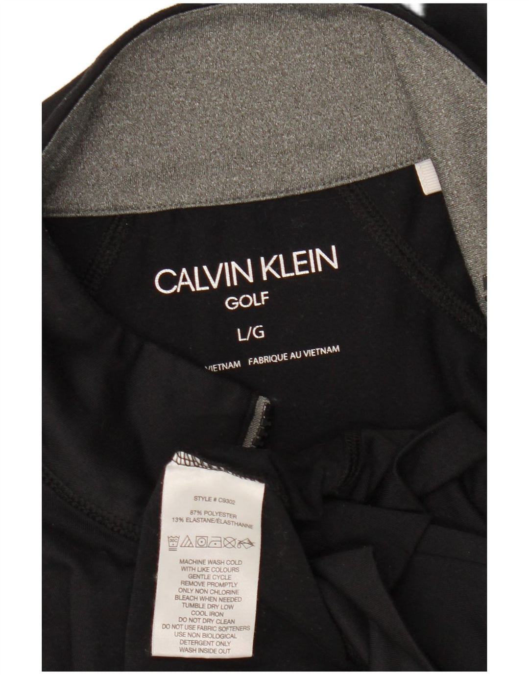 CALVIN KLEIN Herre Golf Grafisk Zip Neck Pullover Træningsdragt Top Stor Sort