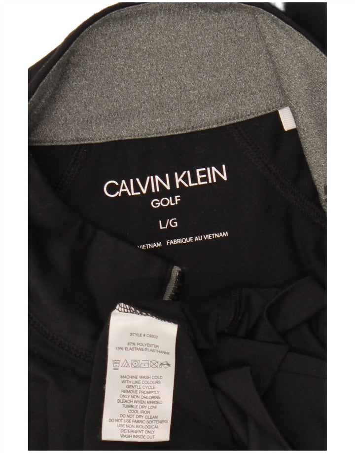 CALVIN KLEIN Herre Golf Grafisk Zip Neck Pullover Træningsdragt Top Stor Sort