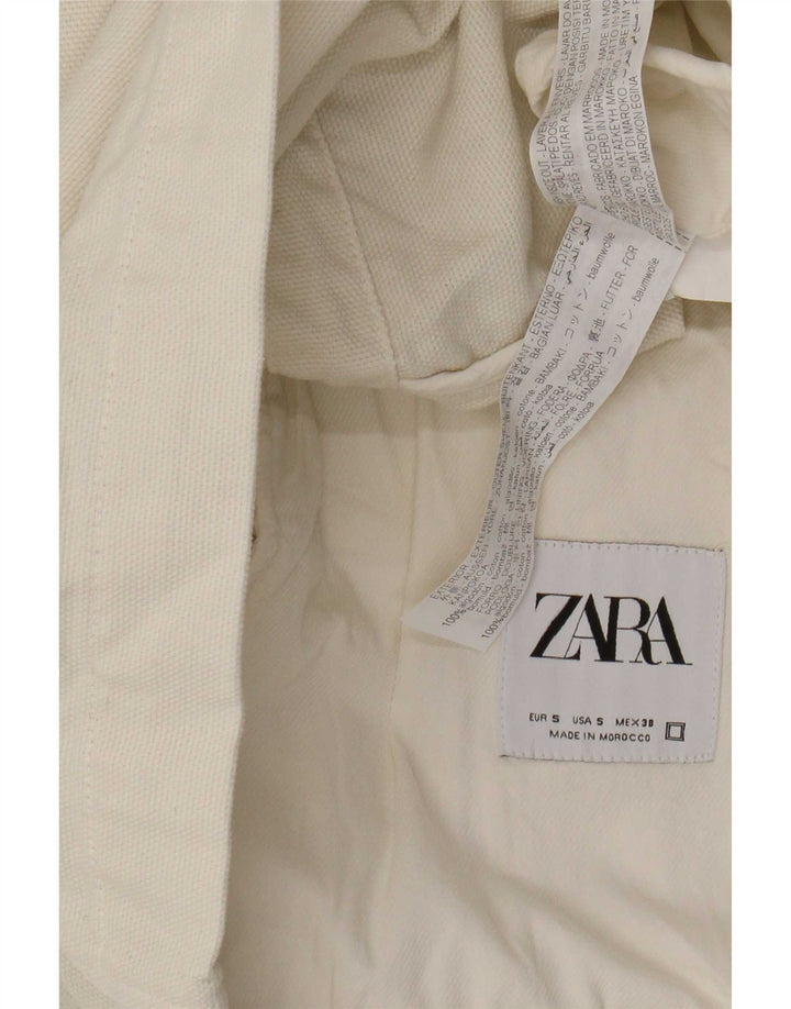 Zara Herre Utility Jacket UK 36 Small Beige Cotton