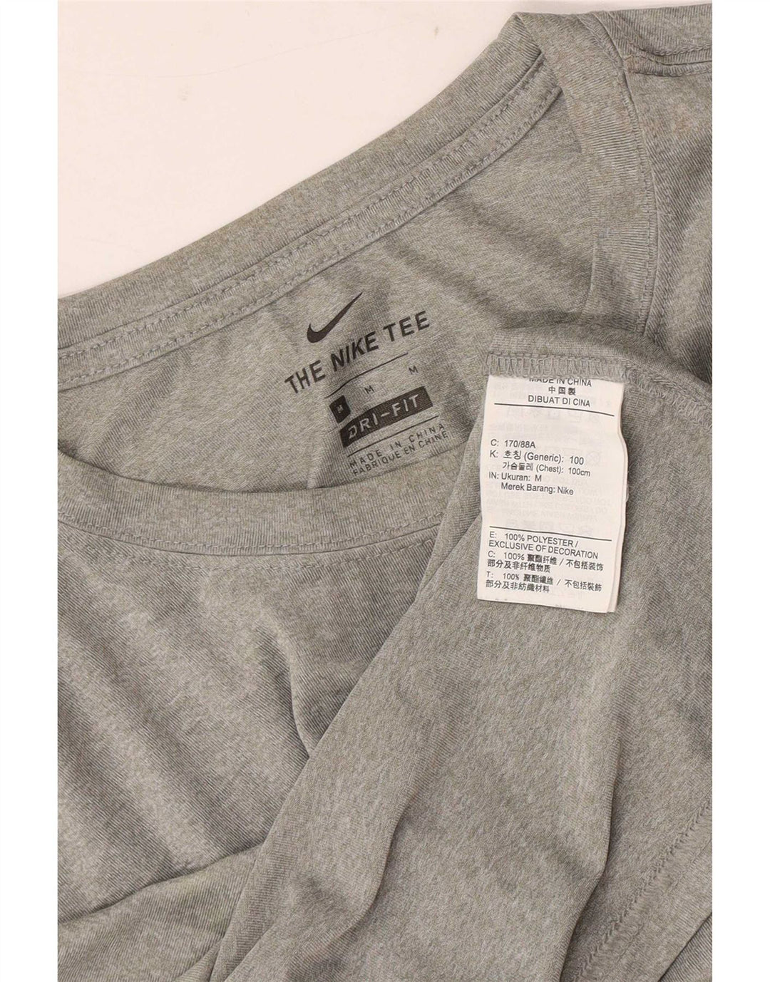 Nike herre Dri Fit T-shirt top mellemgrå polyester