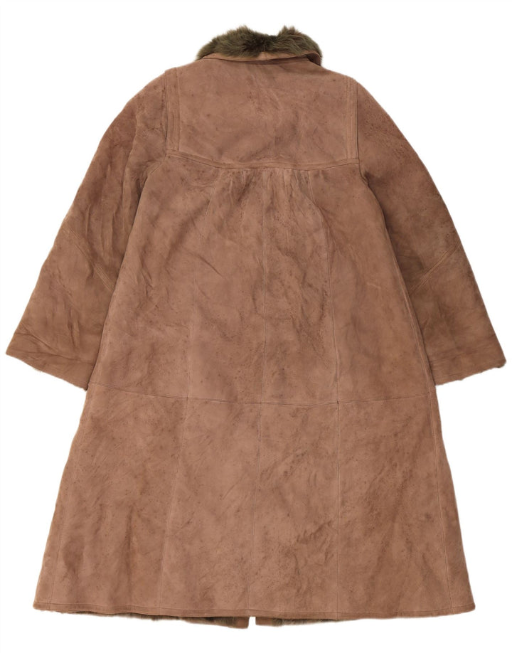 VINTAGE Dame Shearling Coat UK 14 Large Beige