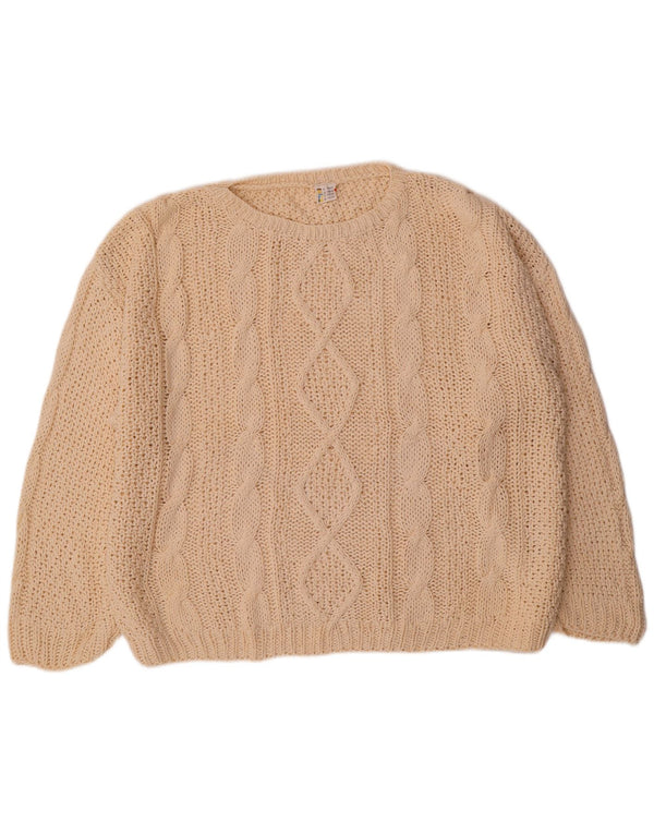 Vintage Dame Oversized Boat Neck Jumper Sweater EU 36/38 Small Off White
