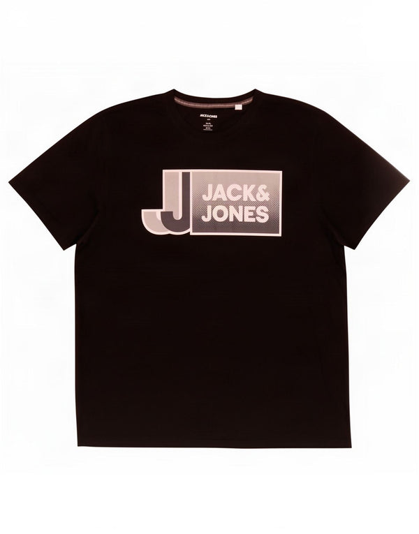 Jack & Jones Herre grafisk T-shirt top 4XL sort bomuld