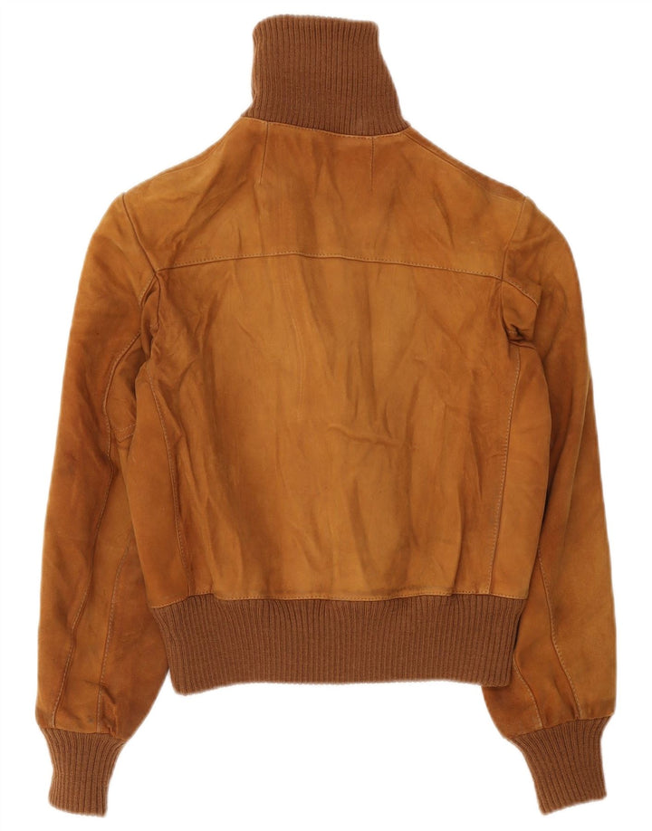 Vintage Dame Ruskind Bomber Jacket UK 10 Small Brown