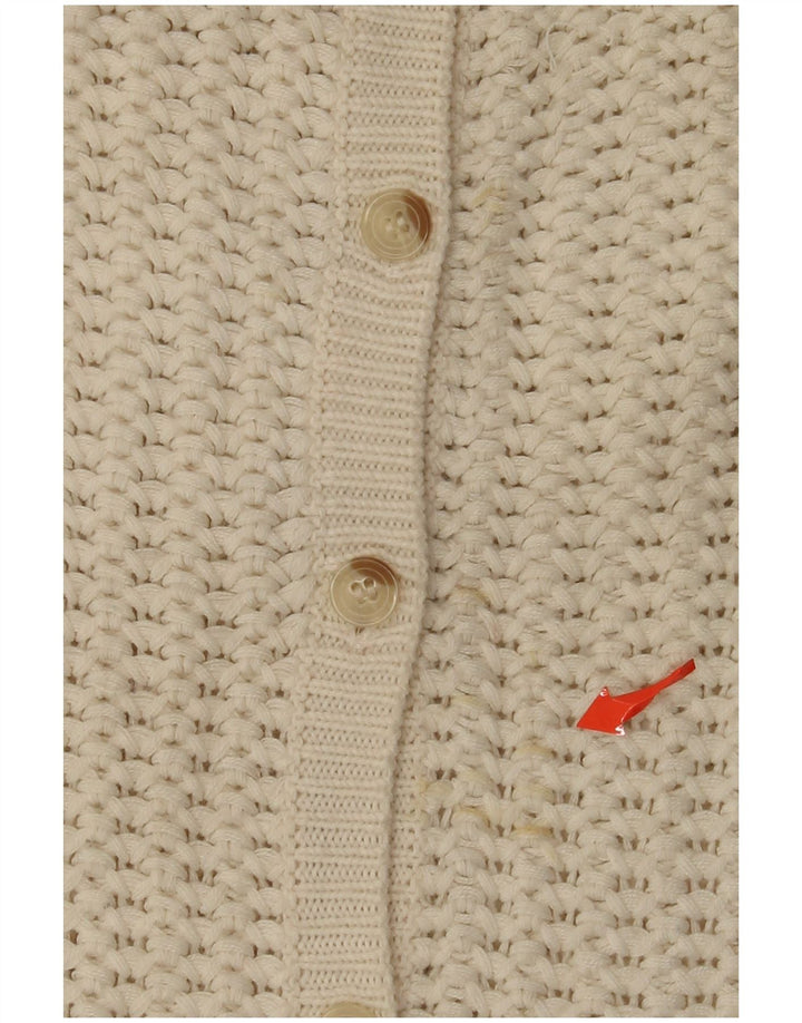 VINTAGE dame cardigantrøje med 3/4 ærmer UK 14 Medium Off White Akryl