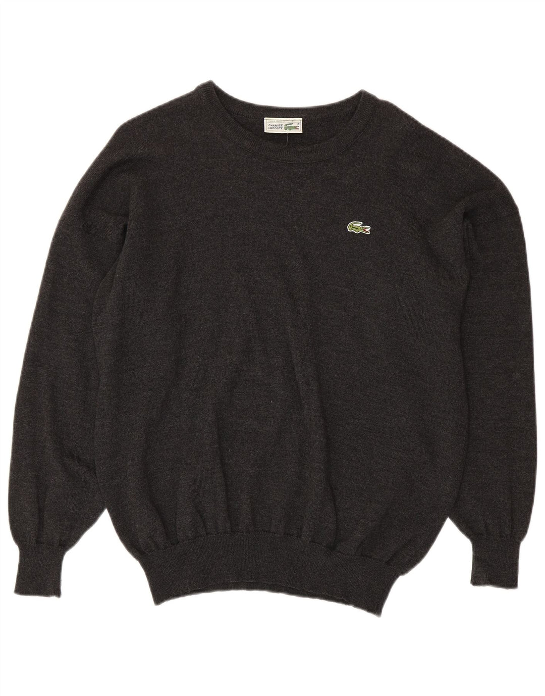 LACOSTE Herre Boat Neck Jumper Sweater Størrelse 8 3XL Grå Uld