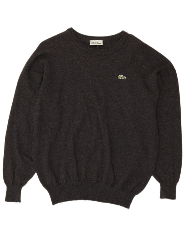 LACOSTE Herre Boat Neck Jumper Sweater Størrelse 8 3XL Grå Uld