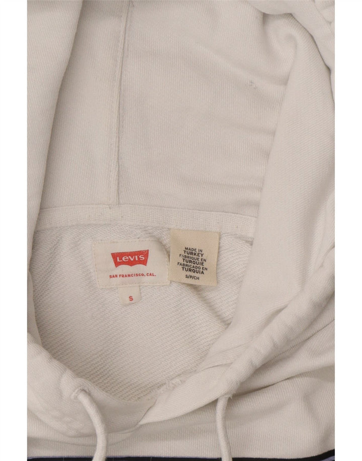 LEVI'S Mens Graphic Hoodie Jumper Small White Cotton Vintage Levi's and Second-Hand Levi's from Messina Hembry 